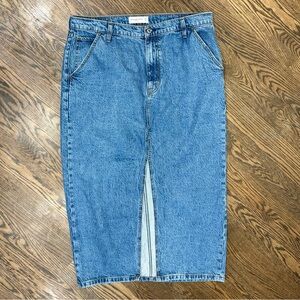 Abercrombie & Fitch High Rise Blue Denim Midi Skirt Size 32 / 14P